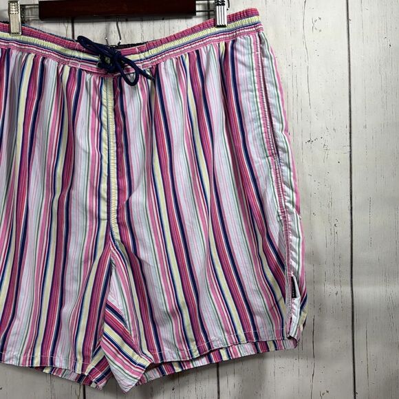 Tommy Hilfiger Mens Stripes Elastic Waist Drawstring Built In Brief Swim Trunks - Picture 4 of 14